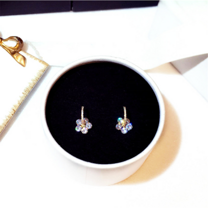 Cubic Zirconia Floral Hoop Earrings