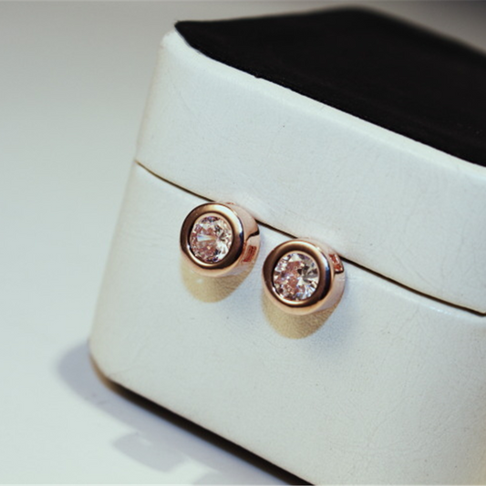 Minimalist Rose Gold Cubic Zirconia Studs