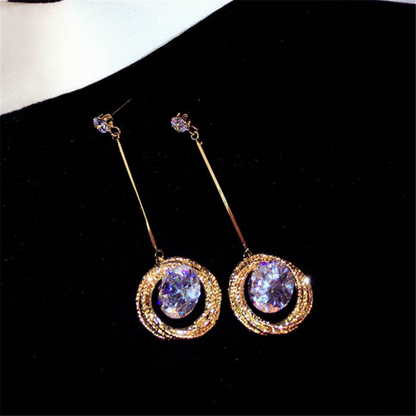 Cubic Zirconia Halo Dangle Earrings