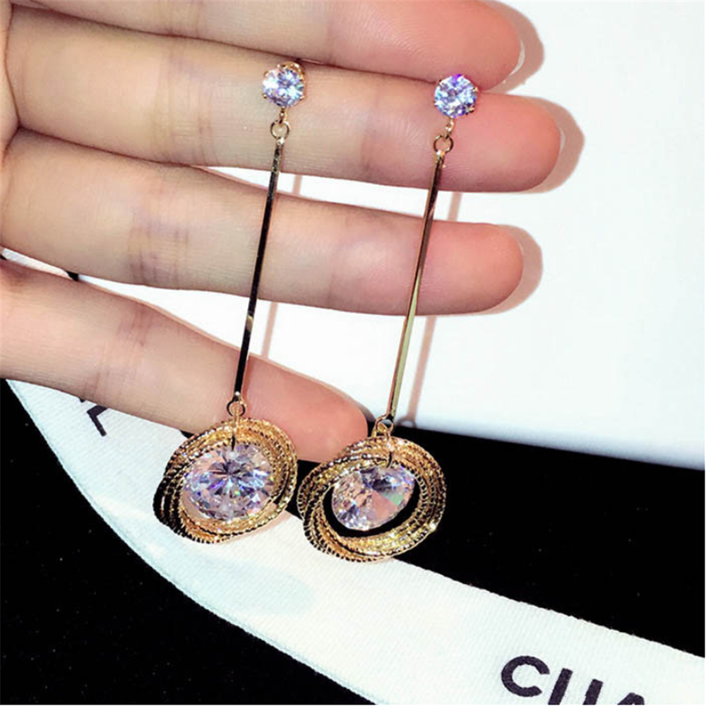 Cubic Zirconia Halo Dangle Earrings