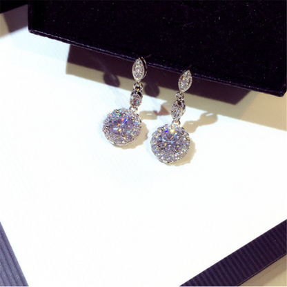 Cubic Zirconia Ball Dangle Earrings