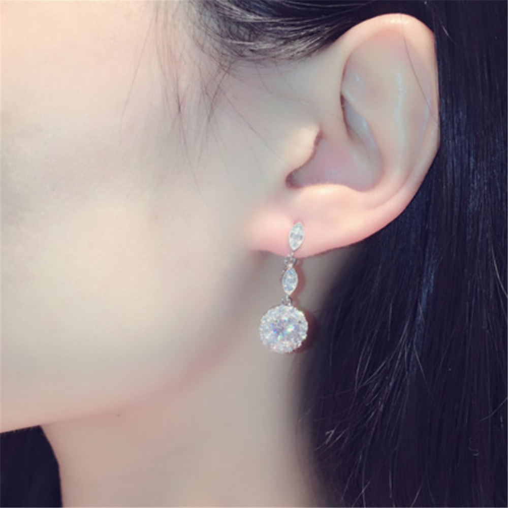 Cubic Zirconia Ball Dangle Earrings