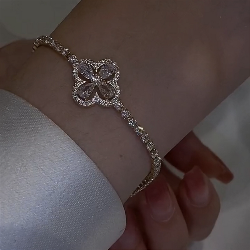 Gold Plated Floral Pendant Station Necklace