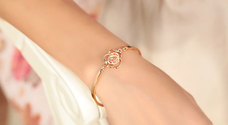 Cubic Zirconia Floral Bangle Bracelets