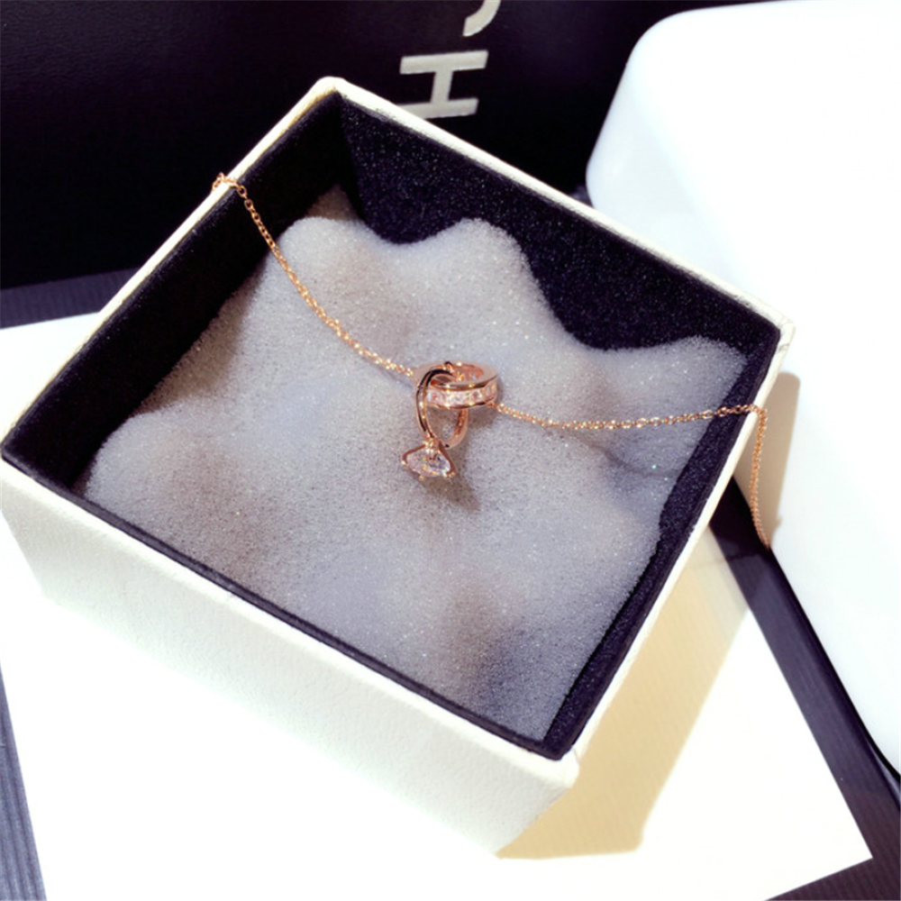 Cubic Zirconia Ring Chain Necklace