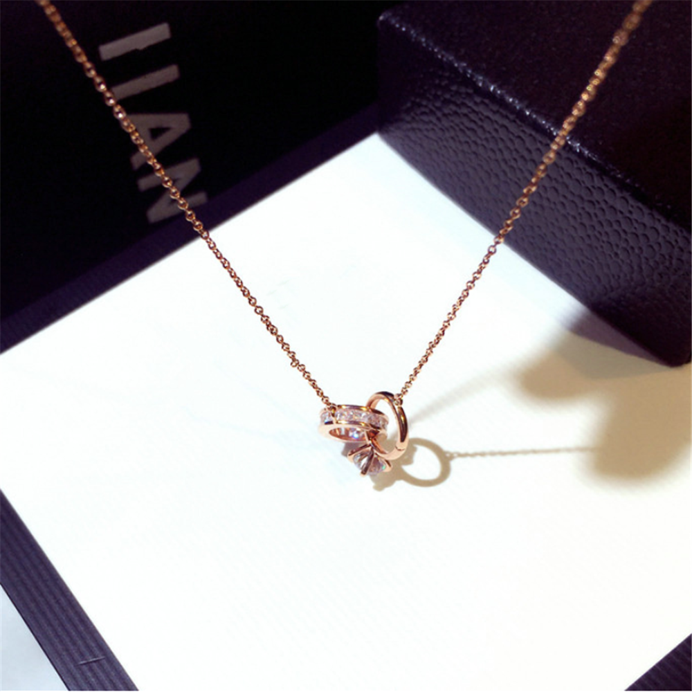 Cubic Zirconia Ring Chain Necklace