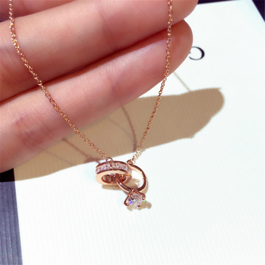 Cubic Zirconia Ring Chain Necklace