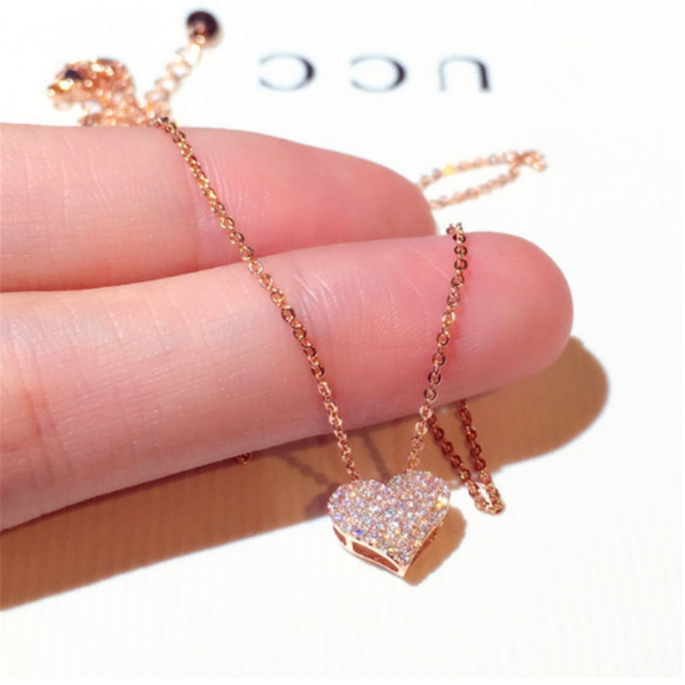 Rhinestones Cubic Zirconia Heart Necklace