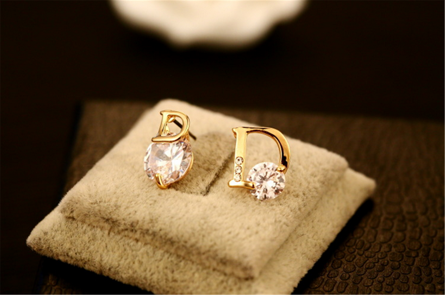 Cubic Zirconia Beaded Studs Earrings