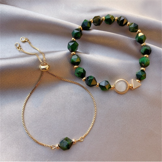 Double Layers Emerald Beaded Bracelets