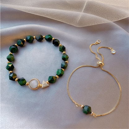 Double Layers Emerald Beaded Bracelets