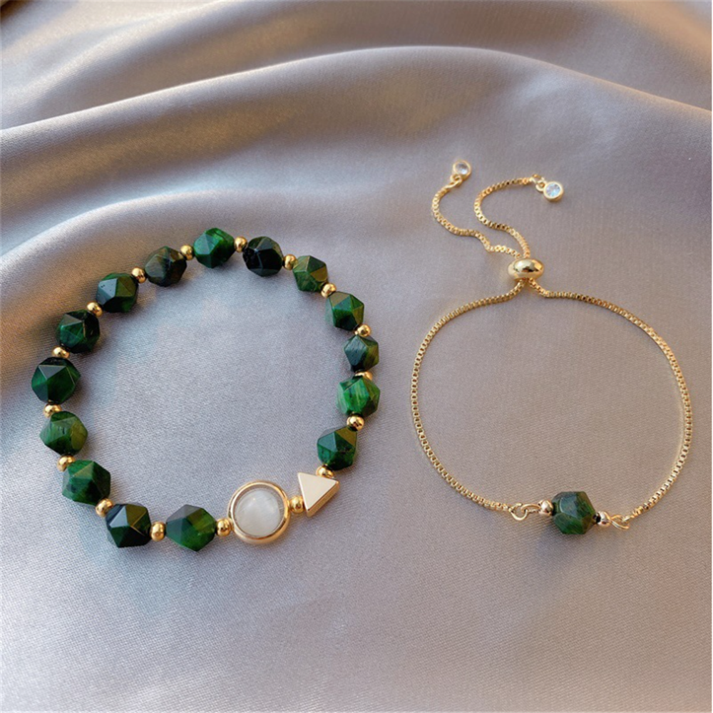 Double Layers Emerald Beaded Bracelets