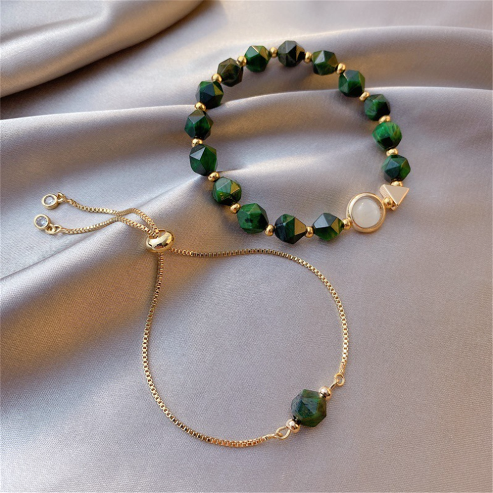 Double Layers Emerald Beaded Bracelets