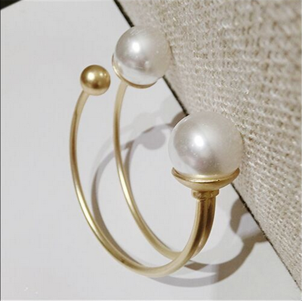 Vintage Gold Plated Pearl Bangle Bracelet Ring Set