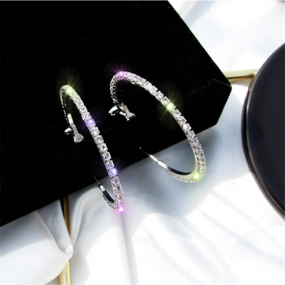 Rhinestones Crystal Beaded Hoops Earrings