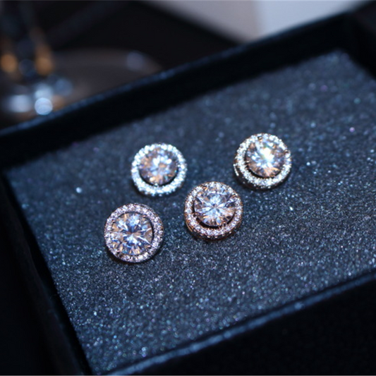 Cubic Zirconia Halo Studs Earrings