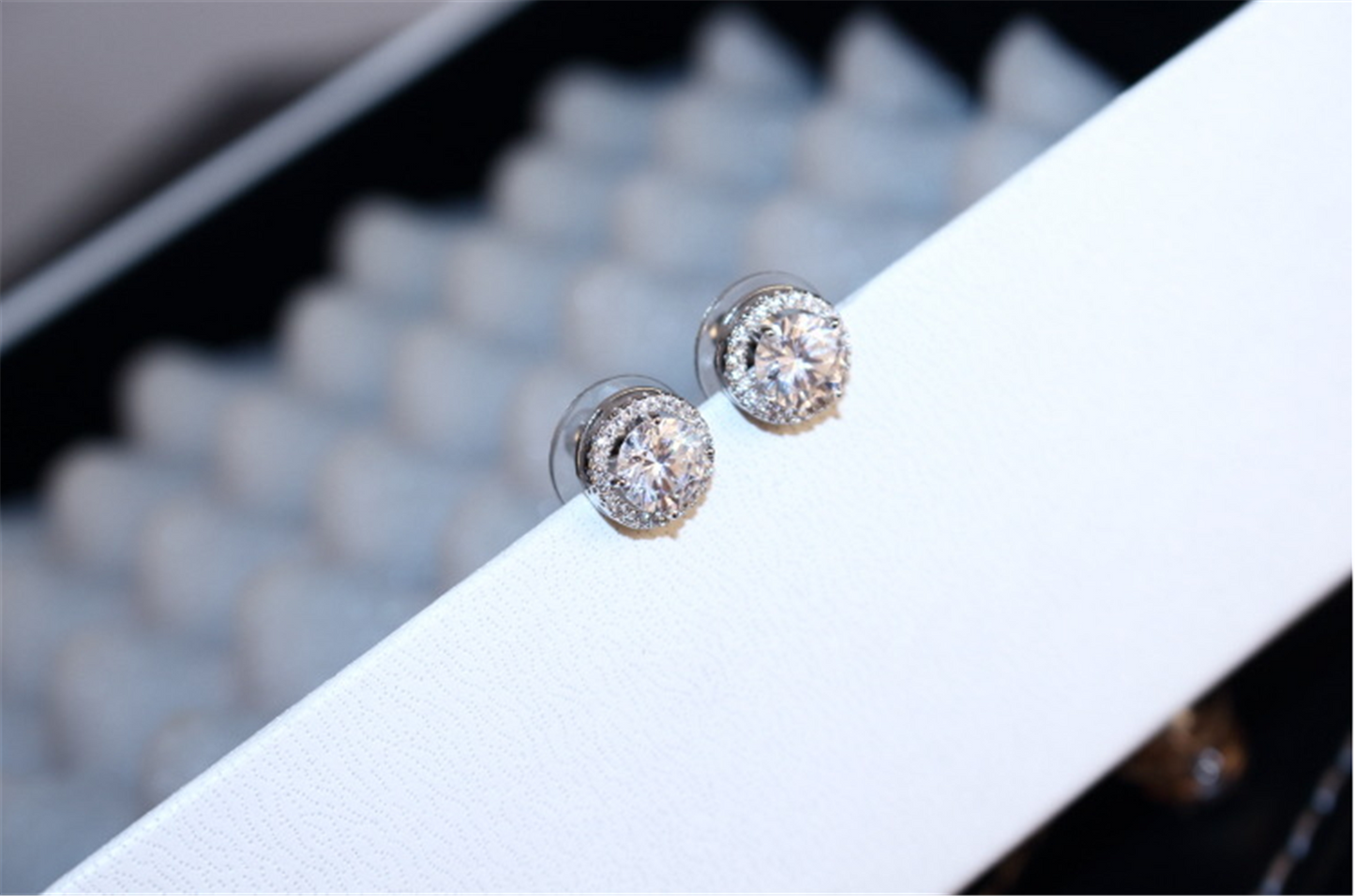 Cubic Zirconia Halo Studs Earrings