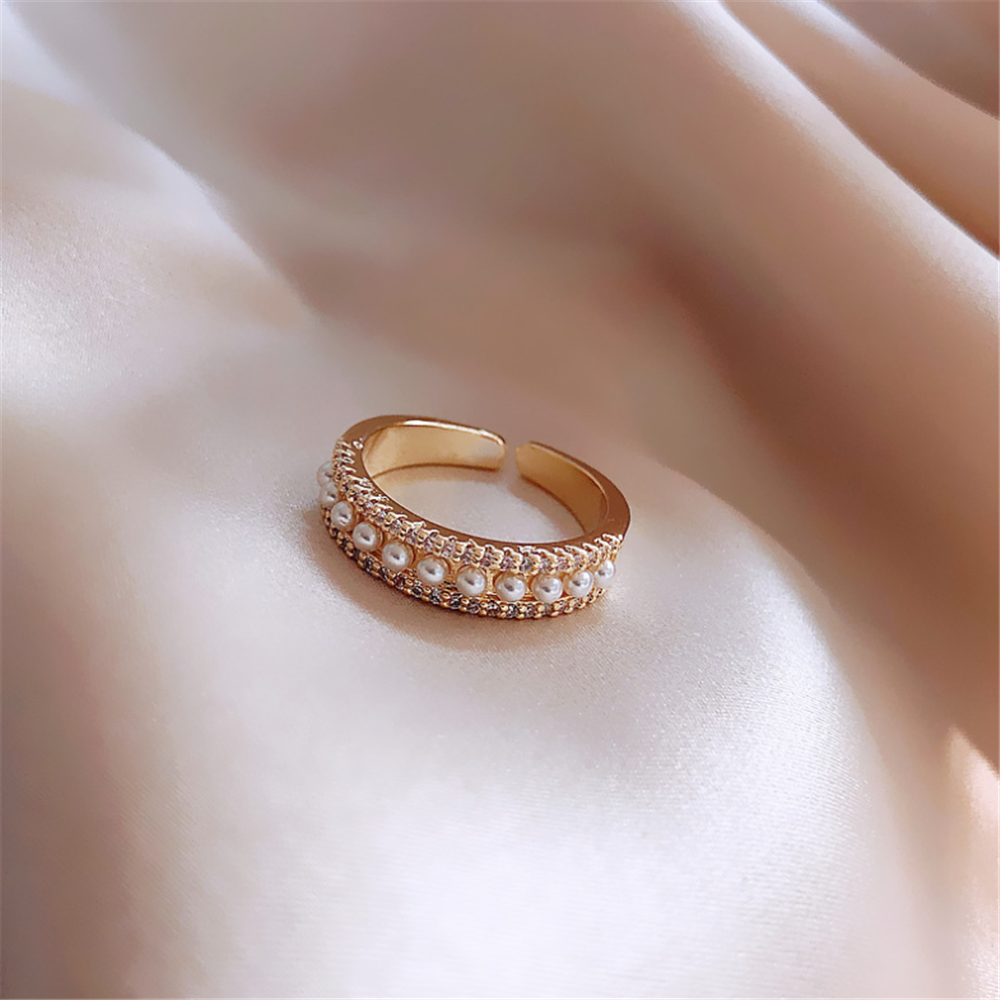 Cubic Zirconia Pearl Beaded Adjustment Rings