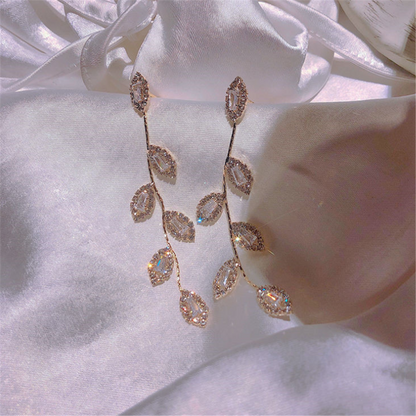 Cubic Zirconia Leaf Charms Earrings