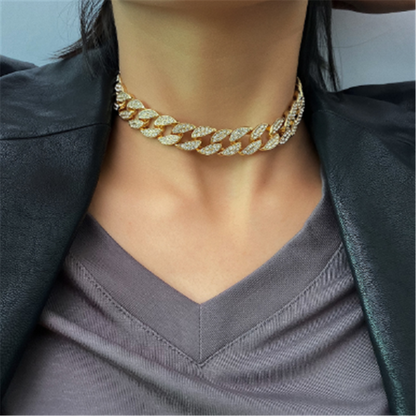 Crystal Rhinestones Chain Choker Necklace