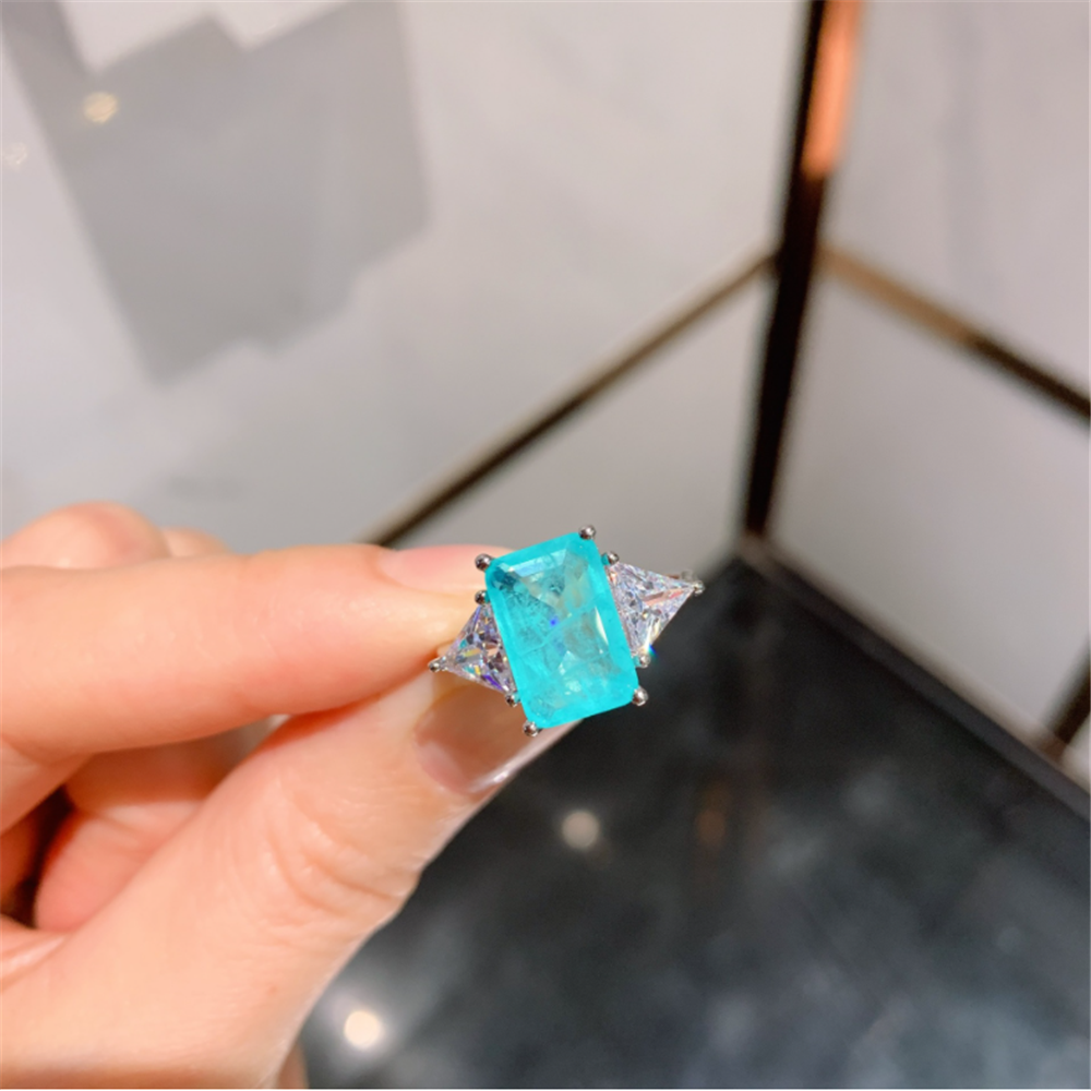 Paraiba Gem Square Cutting Rings