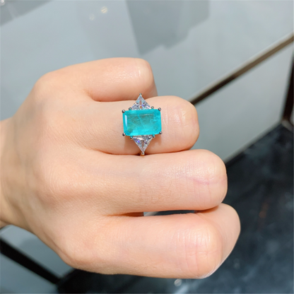 Paraiba Gem Square Cutting Rings