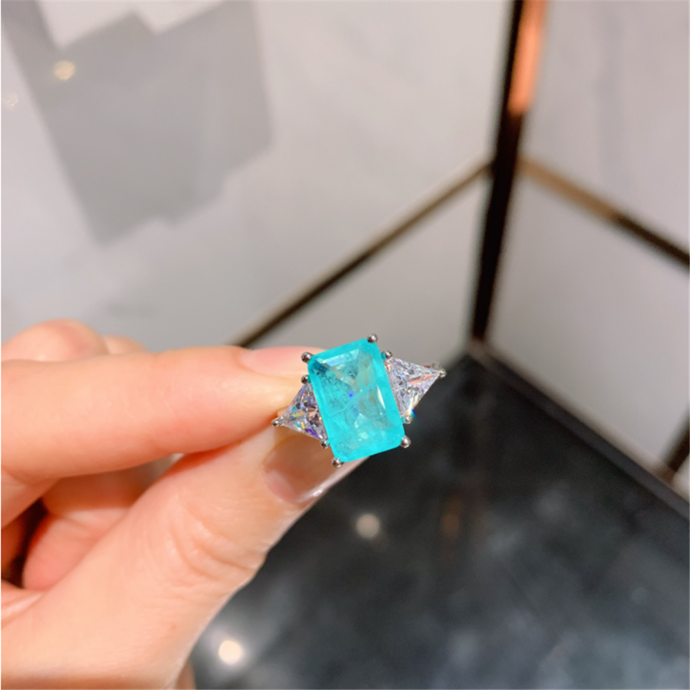 Paraiba Gem Square Cutting Rings