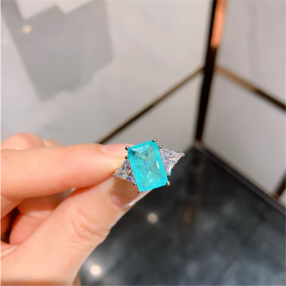 Paraiba Gem Square Cutting Rings